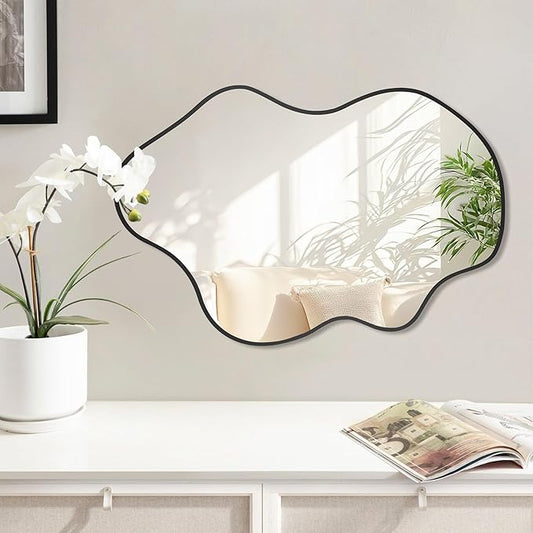 Black Clouds Irregular Wall Mirrors 24''x36'', Clouds Decorative Modern Mirror for Bedroom Bathroom Living Room or Entryway