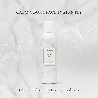 Room Fragrance Air Freshener Spray Concentrated Bathroom, Kitchen, Car, or Office Deodorizer, U.S.- Made by AP Fragrance (White Zen)