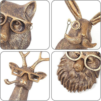Joogour Head Wall Mount Decor,Resin Animal Sculptures，Art Deco Wall Hanging Decoration for Living Room Bedroom Officeroom Gift (Fox)