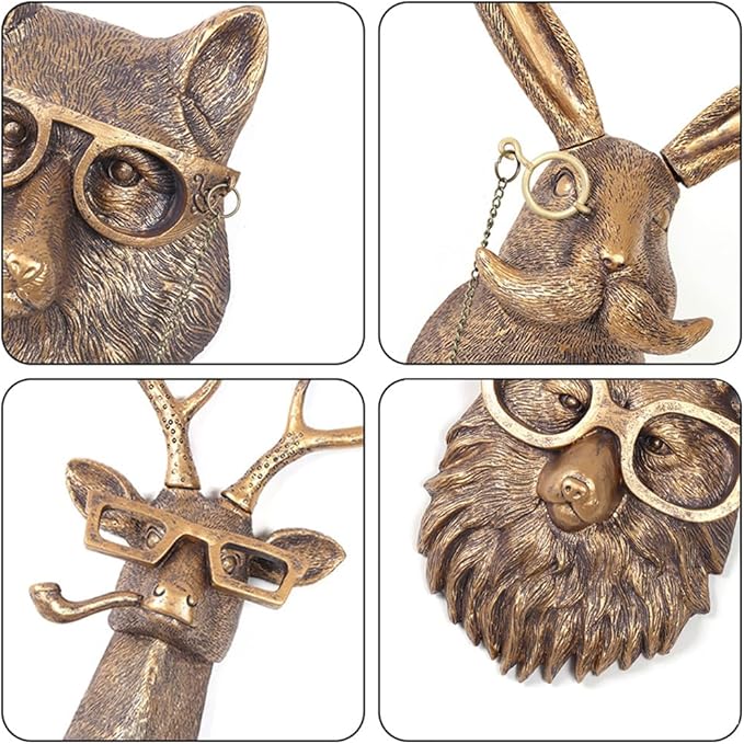 Joogour Head Wall Mount Decor,Resin Animal Sculptures，Art Deco Wall Hanging Decoration for Living Room Bedroom Officeroom Gift (Bear)