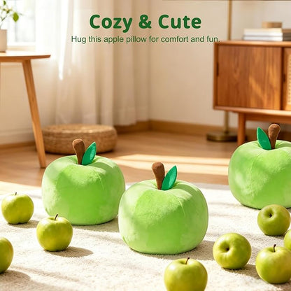 LANPU Cute Apple Shaped Plush Pillow – Soft Fruit Cushion for Couch, Sofa, or Bed, Adorable Decorative Throw Pillow for Room, Living Room & Home Decor (8 Inch,Green)