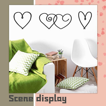 Hotop 4 Pieces Heart Metal Wall Decor Love Sign Minimalist Style Hearts Black Wall Art for Bedroom Living Room Decoration
