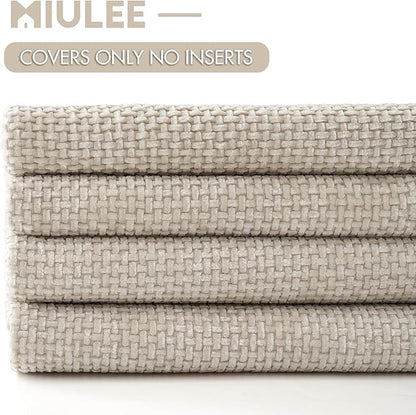 MIULEE Pack of 4 Couch Throw Pillow Covers 22x22 Inch Cream Soft Decorative Chenille Pillow Covers Farmhouse Accent Cushion Covers for Boho Spring Home Decor Sofa Bedroom Living Room