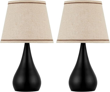 17.3'' Modern Dimmable Touch Lamps for Nightstand 2pcs, Table Lamps for Living Room, Reading Desk Lamp for Office, Bedside Lamps with Iron Base, Small Lamp for Bedroom, Bulb Included, Black
