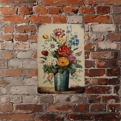 Metal Signs Vintage brightly colored flowers Sign Vintage Signs Retro Aluminum Tin Sign for Kitchen Office Home Bar Cafe Decor 8x12 Inch