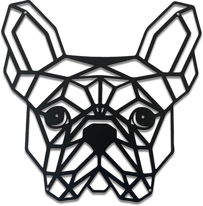 French Bulldog Metal Wall Décor, 11.8“x12.6”Grid-like Black Decorations,Unique Modern Iron Dog Statue,Great Gifts for Bulldog Lovers,Dog Room Decor,Cartoon Animal 3d Wall Art for Bedroom,LivingRoom,Cafe
