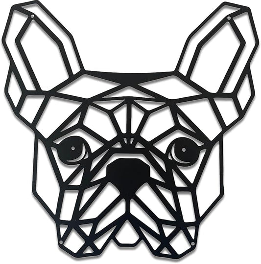 French Bulldog Metal Wall Décor, 11.8“x12.6”Grid-like Black Decorations,Unique Modern Iron Dog Statue,Great Gifts for Bulldog Lovers,Dog Room Decor,Cartoon Animal 3d Wall Art for Bedroom,LivingRoom,Cafe