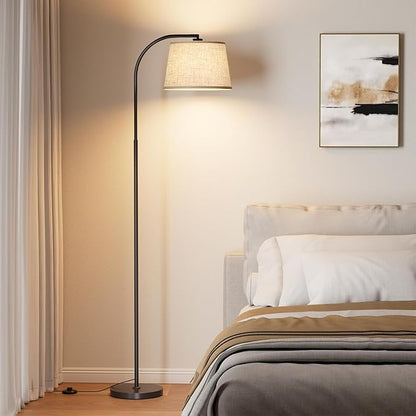 Floor Lamps for Living Room, 64" Arc Floor Lamp with 6000K & Stepless Dimmable,350°H/180°V Rotatable Shade and Remote Control,Black Tall Standing lamps for Bedroom and Office(9W Bulb Included)