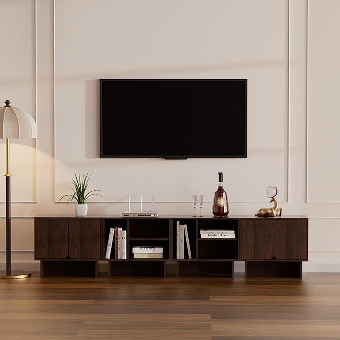 Modular TV Stand for 100-Inch TV,Also Used as Storage Sideboards,Bookcase,4pcs End Table,Nightstand,Buffet Cabinets with Adjustable Shelf,Coffee Table for Living Room,Dining Room,Bedroom, Walnut