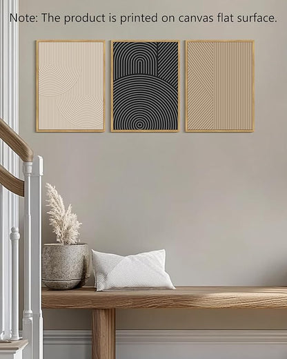Drsoum Minimalist Boho Wall Art Framed Modern Abstract Neutral Line Wall Decor Mid Century Geometric Artwork Bedroom Living Room 12x16in Natural Framed