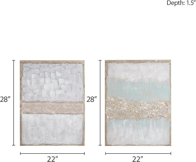 Madison Park Wall Art Living Room Décor - Abstract Glitter Embelished Canvas Home Accent Modern Dining Bathroom Decoration, Ready to Hang Painting for Bedroom, 22" x 28", Radiant Flatland 2 Piece