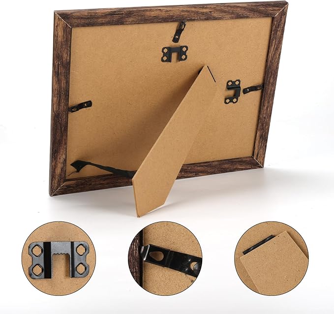 PETAFLOP 8.5x11 Picture Frame Set of 7, Rustic Certificate Frame Display 8.5 by 11 Inch Photo for Wall or Tabletop