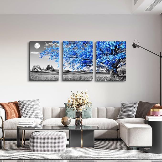 Lapremoly Canvas Wall Art - 3 Piece Black And White Landscape Wall Paintings For Living Room, Bedroom, Office Decor