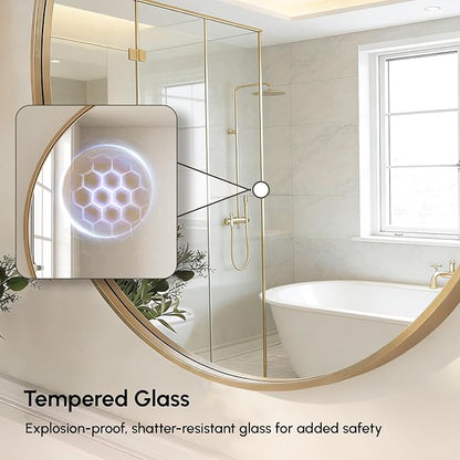 USHOWER Gold Bathroom Mirrors for Over Sink, 24 Inch Circle Mirror with Metal Frame, Wall Mirror for Vanity, Entryway, Living Room, Hallway and Bedroom Decor