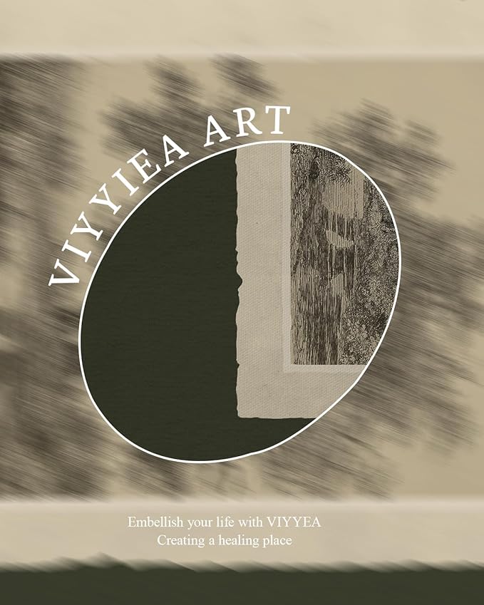VIYYIEA Vintage Gold Framed Wall Art, Oak Tree Forest Landscape Painting Canvas Prints, Green Gray Tree Natural Sketch Picture, Moody Rustic Farmhouse Artwork for Living Room Bedroom Bathroom, 12x16inch