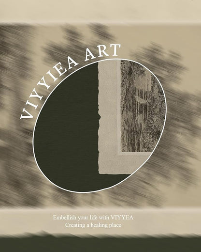 VIYYIEA Vintage Gold Framed Wall Art, Oak Tree Forest Landscape Painting Canvas Prints, Green Gray Tree Natural Sketch Picture, Moody Rustic Farmhouse Artwork for Living Room Bedroom Bathroom, 12x16inch