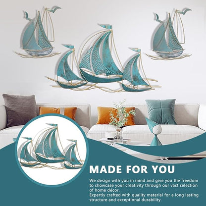 Set of three sailboats Metal Wall Art Large Metal Sailboat Wall Decor, Metal Ship Wall Decorations, Large Metal Ship Wall Decor for Living Room, Bedroom, Modern Home Wall Sculpture for Office, Bedroom