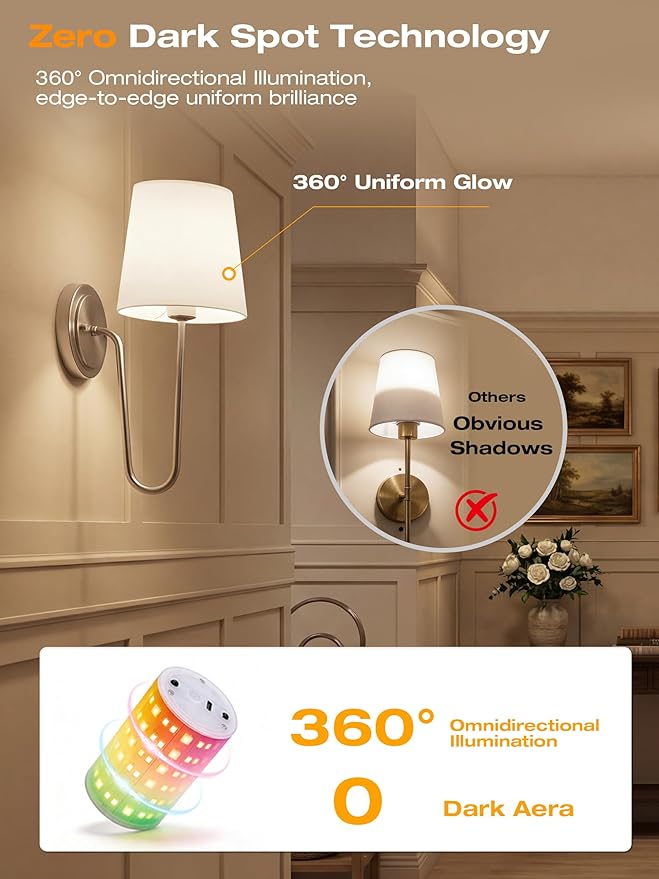 CLOUDY BAY 10000mAh Battery Operated Wall Sconces,Up to 100 Hours with Rechargeable RGB Dimmable Magnetic Bulb,Cordless Wall Lighting Fixtures with Remote for Bedroom,Brushed Nickel,2 Pack-15.4in