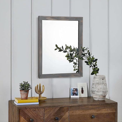 AAZZKANG Wooden Mirror Rectangle Rustic Mirrors for Wall Decorative for Bedroom Bathroom Living Room Entryway Hanging Home Decor