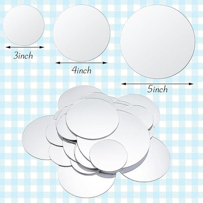 Jetec 40 Pieces Mini Size Round Mirror Small Round Mirror Adhesive Tiles Home Decoration for Crafts and DIY Projects Supplies(3 Inch, 4 Inch, 5 Inch)