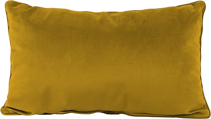 FDP 12" x 20" Velvet Rectangle Lumbar Pillow Set with Piping Decorative Throw Pillow for Home Dcor in Living Room, Bedroom or Lounge (2-Pack) - Dijon, 15159-114