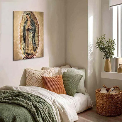 Our Lady of Guadalupe Portrait Canvas Wall Art Painting Picture Wall Decor Religion Catholic Poster Print Artwork for Altar Bedroom 16x24 in