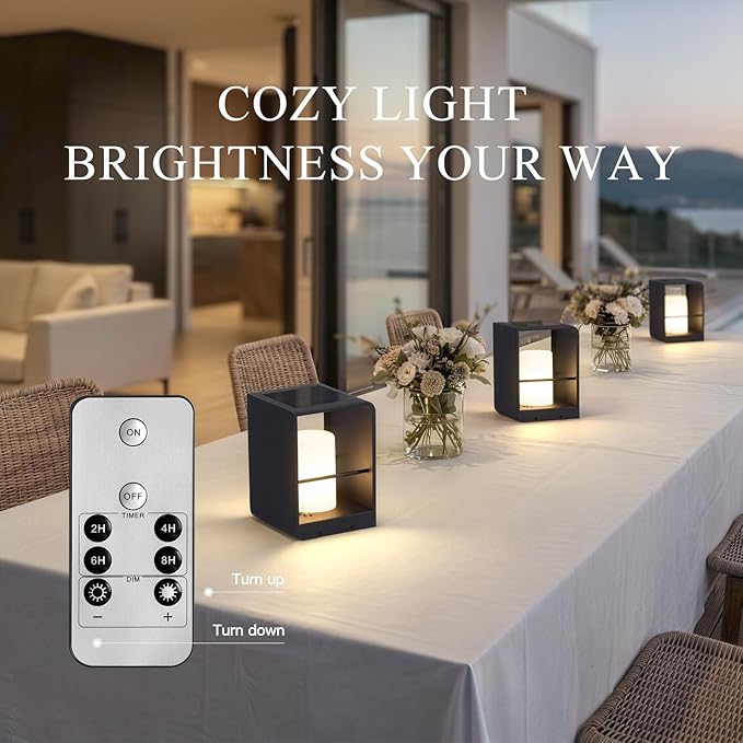 Solar Lanterns Outdoor Waterproof, Led Corner Floor Lamp Dimmable, Smart Outdoor Lantern, Remote Control Floor Lamp Modern Design, Patio Lantern with Warm White Lights for Table Porch Garden Yard