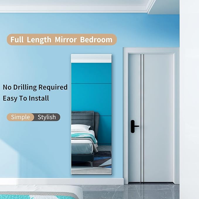 quegau Full Length Safety Shatterproof Mirror for Kids, Plastic Wall Mirror Made of Acrylic Plexiglass, 4 Pcs 12" x14", Long Bedroom Door Closet Mirror for Home Gym Body Workout