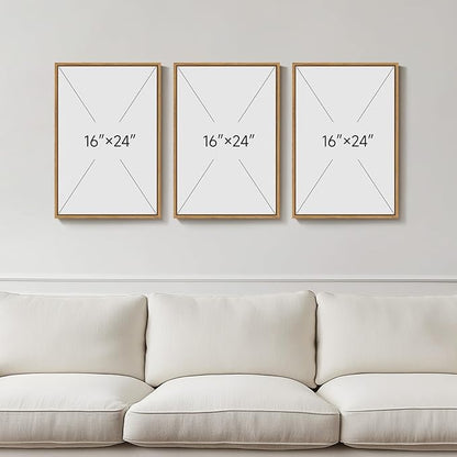 Framed Vintage Christian Wall Art Set of 3, Rustic Wildflower Landscape Bible Verse Canvas Prints, Neutral Beige Scripture Decor for Living Room Bedroom Office Prayer Room, 16x24 Inch