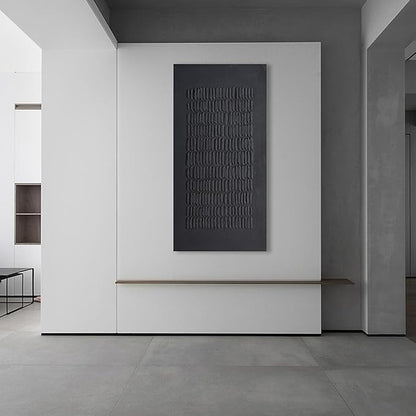 NANKAI Art Hand-Painted Black Thick Texture Abstract Art Oil Painting Contemporary Minimalist Style Art Living Room Office Corridor Wall Decoration Oil Painting 24x48 inches