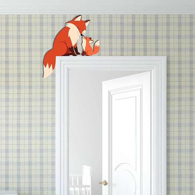 Fox Door Topper Adorable Fox Shape Statue Door Corner Sculpture for Handcrafted Wood Decor Sign, Creative Wooden Wall Decor