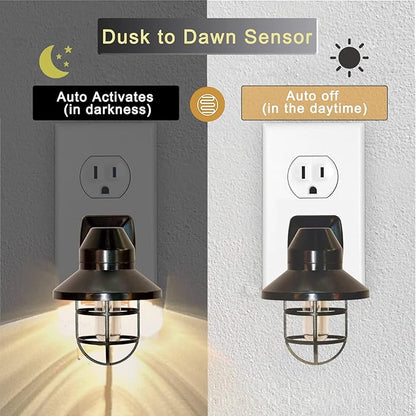 ETL Night Lights Plug Into Wall with Dusk to Dawn, Night Light Plug in Rustic Farmhouse Night Light 2700K,for Kitchen, Hallway, Bedroom