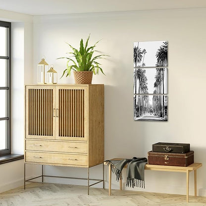 LevvArts Los Angeles Street Picture Canvas Prints Black and White Palm Trees Photography Wall Art Modern Bathroom Bedroom Decor