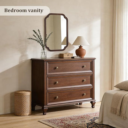 WallBeyond 20" x 30" Rounded Corner Arch Wall Mirror with Wood Frame for Entryway, Living Room or Bedroom Home Decor - Light Woodgrain [20" x 30" Walnut]