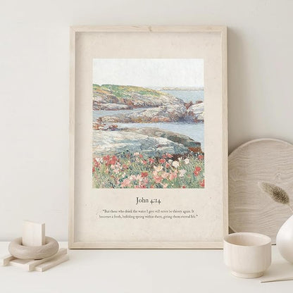 Christian Scripture Wall Art Set of 6 Bible Verse Canvas Wall Decor Psalm 23 Wall Art Religious Pictures Vintage Prints Christian Artwork Bible Verse Poster for Living Room Bedroom 12x16 Inch Unframed