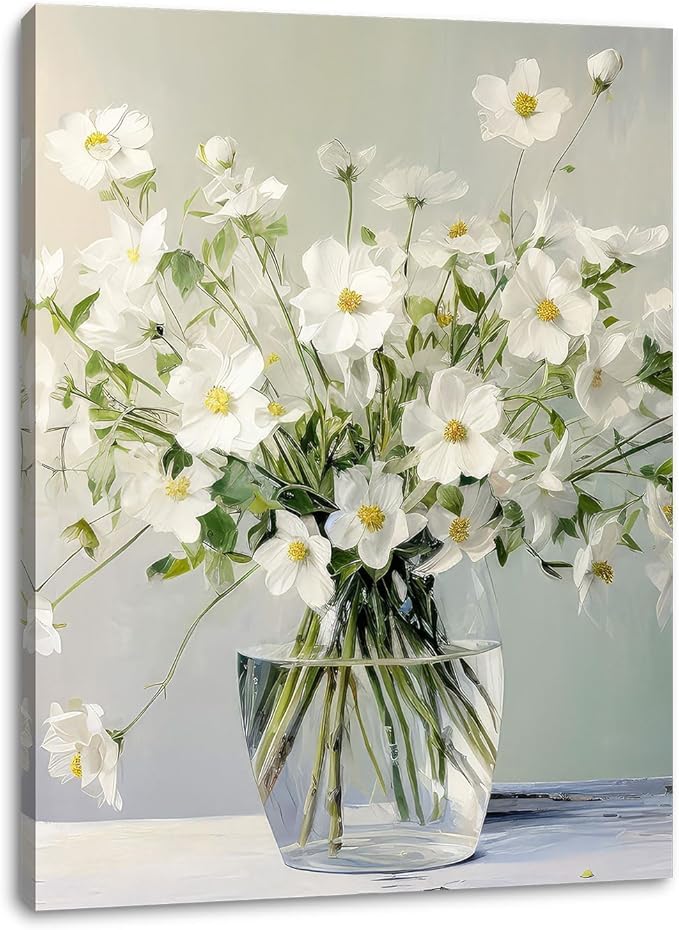 daktenn Floral Canvas Wall Art Bathroom Wall Art Pictures Wall Decor Home Decor Wall Decor for Bedroom Livingroom 24x32 Inches