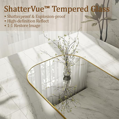 Koonmi Full Length Mirror, 71"x26" Mirror Full Length with Stand, Gold Domed Top Square-Edged Floor Mirror with Aluminum Alloy Frame for Bedroom Living Room