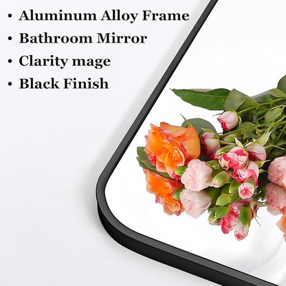 DESBING 30" x 48"Bathroom Mirror, Matte Black Wall Mirror with Metal Frame, Decorative Rectangular Vanity Mirror for Bedroom Bathroom Living Room Entryway (Horizontal/Vertical)