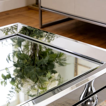 Chende 27"x56" Large Bathroom Mirror for Wall, Elegant Decorative Wall Mirror with Angled Stainless Steel Frame, Unique Vertical/Horizontal Mirror for Living Room, Home Office, Entryway Decor