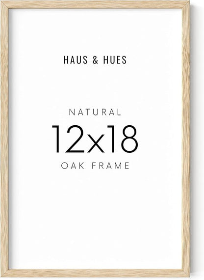HAUS AND HUES Beige Oak Wood 12x18 Picture Frame - Modern Wood Wall Art Display - Lightweight 12x18 Frame for Art Prints, Photos, Posters - Ready-to-Hang Vertically & Horizontally (Set of 1)