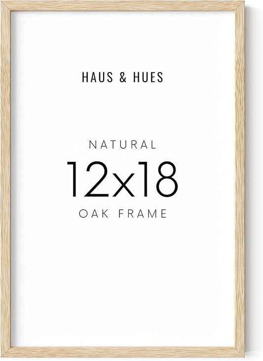 HAUS AND HUES Beige Oak Wood 12x18 Picture Frame - Modern Wood Wall Art Display - Lightweight 12x18 Frame for Art Prints, Photos, Posters - Ready-to-Hang Vertically & Horizontally (Set of 1)