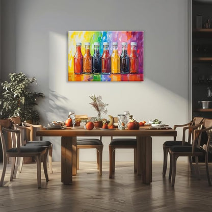 OAAPITI Kitchen Wall Art Colorful Seasonings And Spices Art Poster Seasoning Bottle Painting Print Modern Artwork For Living Room Bedroom Wall Decor(Artwork-1,16"x24")