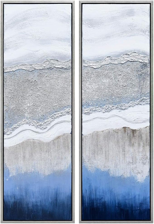 Empire Art Direct Abstract Wall Art Textured Hand Painted Canvas by Martin Edwards, Diptych, 60" x 20" each, Sand Art