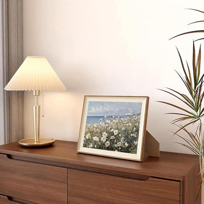 ASTRDECOR Framed Canvas Wall Art Room Decor, Vintage Landscape Wall Art for Home Decor Aesthetic Artwork, Coastal Scenery Nature Rustic Farmhouse Wall Decor for Living Room, White Wildflowers Oil Painting Pictures Bathroom Wall Decor- 10''x12''