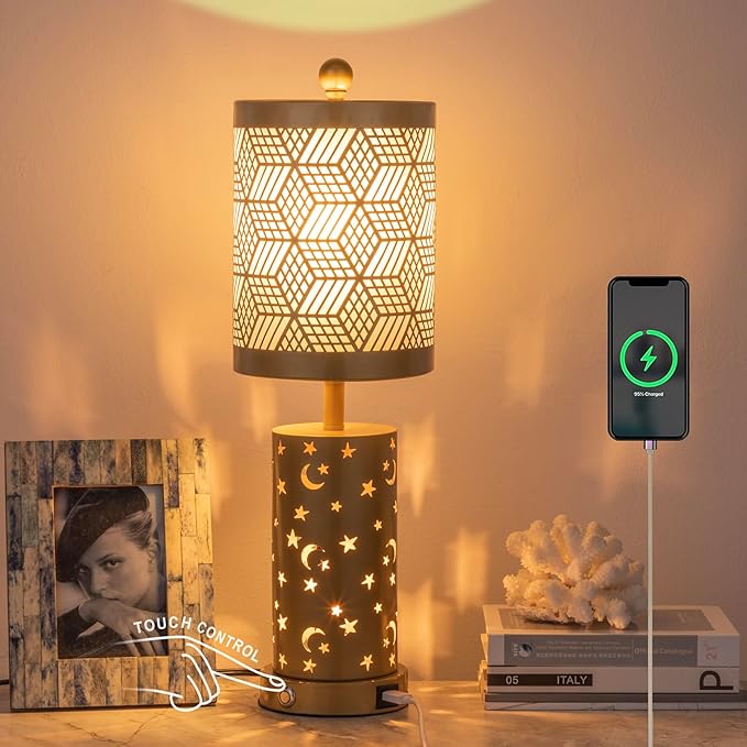 Warm White Butterfly Night Light - Table Lamp with Rotating Projection, Portable Bedside Light for Bedroom, Coffee Shop, Gifts for Women, Mom, Birthday (Gold Lamp1)