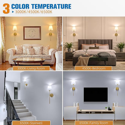 NIORSUN Battery Operated Wall Sconce Set of 2,Gold Rechargeable Wall Lights with 5200mAh Dimmable Bulbs and Remote,10 Colors Wireless Wall Lamps for Bedroom Living Room Hallway Decor