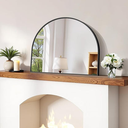 CIRCUMI Arched Wall Mirror, 24"x20" Black Arched Mirror with Tempered Glass, Metal Frame, Large Size for Entryway Table, Mantel,Living Room,Over Sink,Arch Mirror for Decor,Shatterproof&Crystal-Clear