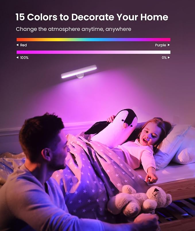 PopoIron 4 Pack Wall Sconces Rechargeable 7500mAh Battery Operated Wall Lights Cordless LED Wall Lamp, Touch and Remote Control, 3 Colors Wall Lamps 360° Rotate Dimmable Brightness with 15 RGB Colors