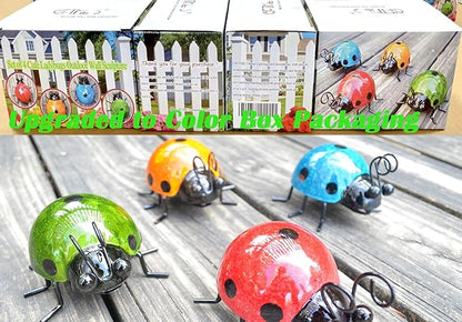 Metal Garden Wall Art Decorative Set of 4 Cute Ladybugs Outdoor Wall Sculptures