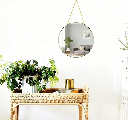 Round Wall Mirror Door Mirror PVC Plastic Frame (Gold, 11.8 inch)